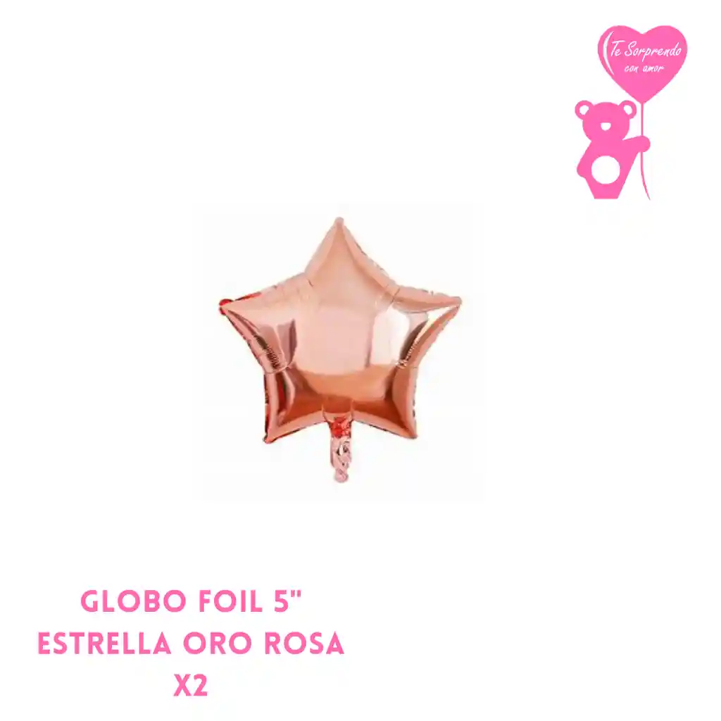 Globo Foil 5" Estrella Oro Rosa X2