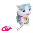 Gato De Peluche Interactivo Con Sonidos Y Movimientos Color Gris Oscuro