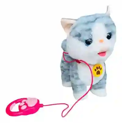 Gato De Peluche Interactivo Con Sonidos Y Movimientos Color Gris Oscuro