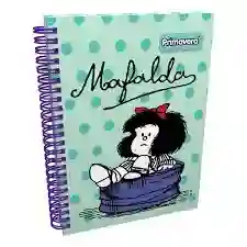 Cuaderno Argollado Pasta Dura Mafalda 5 Materias Cuadriculado. Primavera