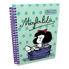 Cuaderno Argollado Pasta Dura Mafalda 5 Materias Cuadriculado. Primavera