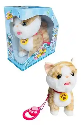 Gato De Peluche Interactivo Con Sonidos Y Movimientos Color Amarillo