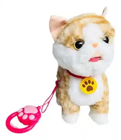 Gato De Peluche Interactivo Con Sonidos Y Movimientos Color Amarillo