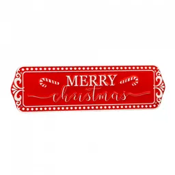 Placa Navideña Merry Christmas Santini 40x12cm Rojo