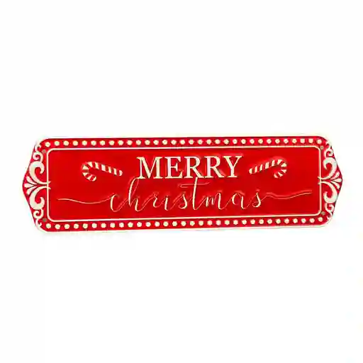 Placa Navideña Merry Christmas Santini 40x12cm Rojo