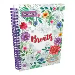 Cuaderno Argollado Pasta Dura Flower Power Breath Flores 7 Materias Cuadriculado. Primavera