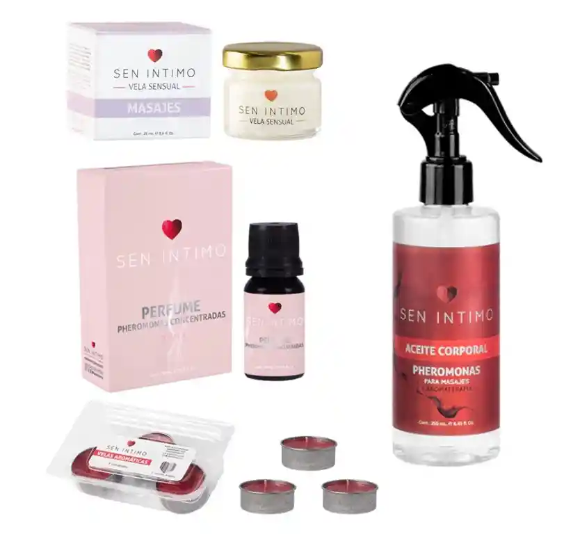 Kit Pheromonas Perfume + Aceite + Vela Sensual + Vela Aroma