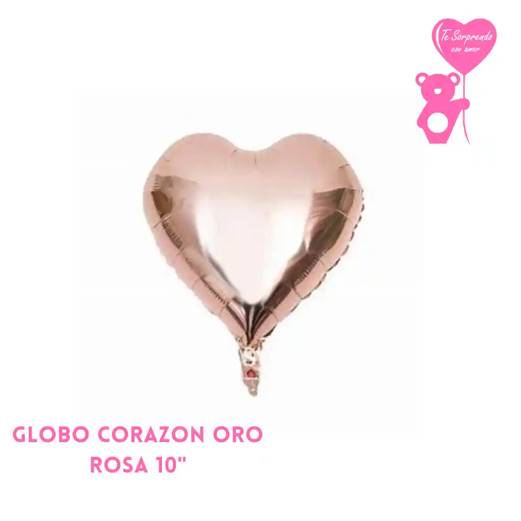 Globo Corazon Oro Rosa 10"