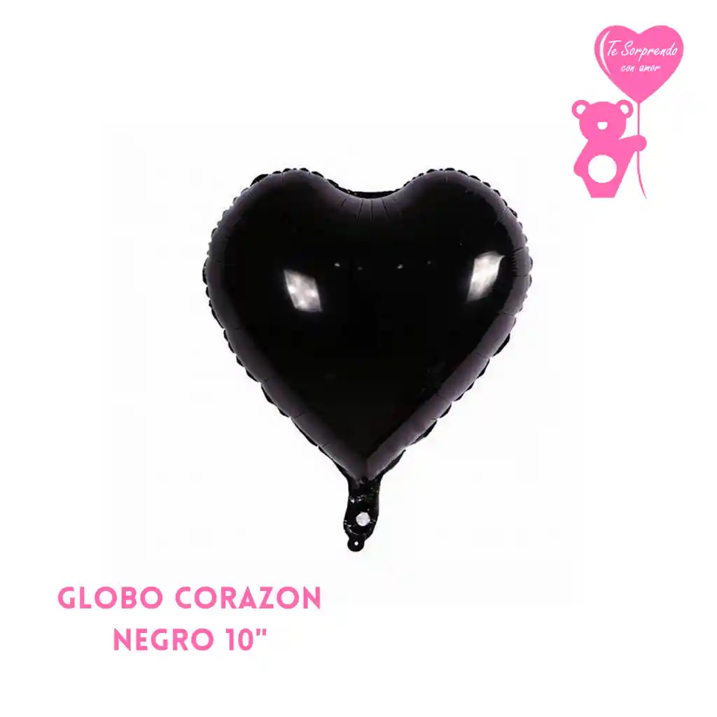 Globo Corazon Negro 10"