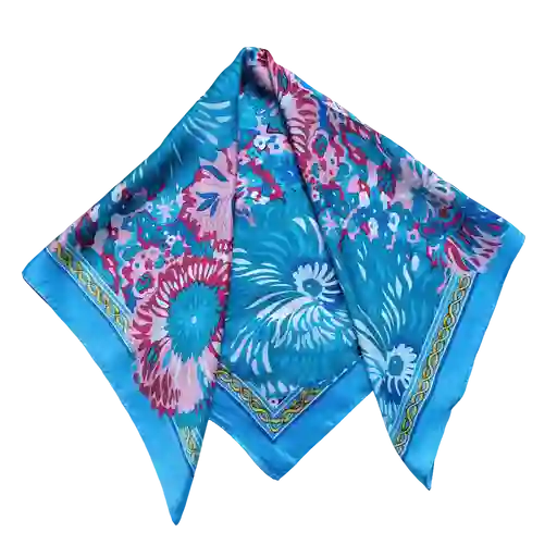 Pañoleta 70 Cm - Flor Azul Rosa