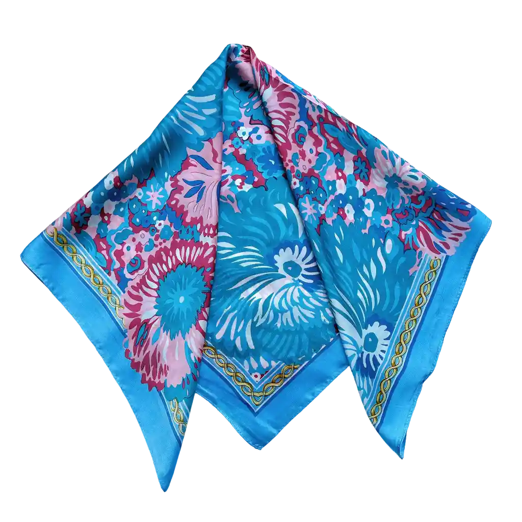 Pañoleta 70 Cm - Flor Azul Rosa