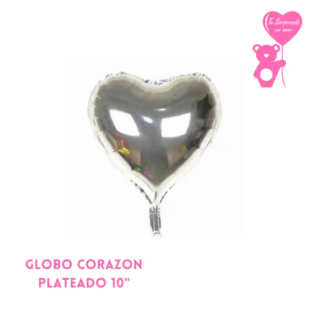 Globo Corazon Plateado 10"