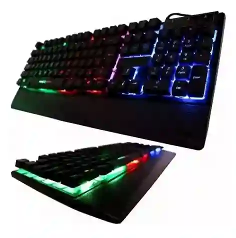 Teclado Gamer Weibo Wb-100 Qwerty Color Negro Con Luz Rgb