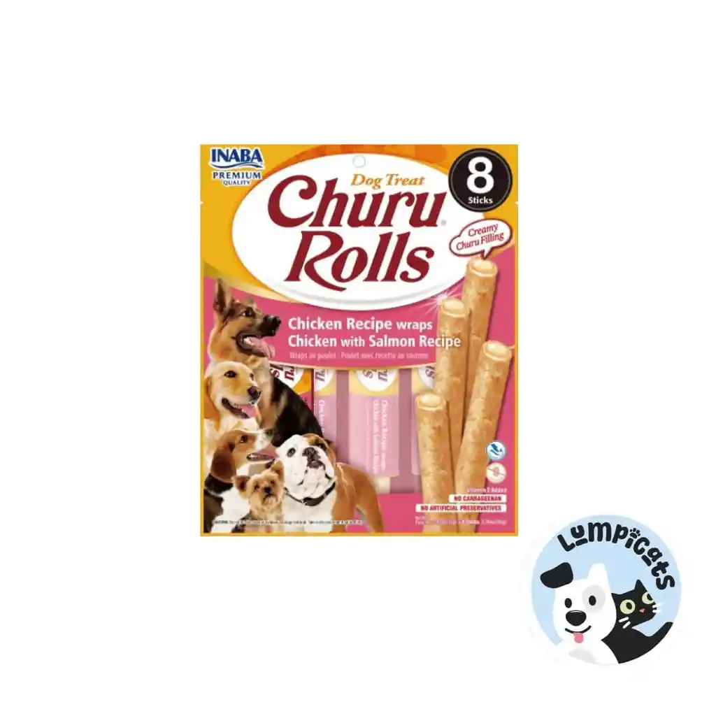 Dog Snack Churu - Rolls 8p Chicken With Salmon 96 Gr Comida Para Perro Inaba