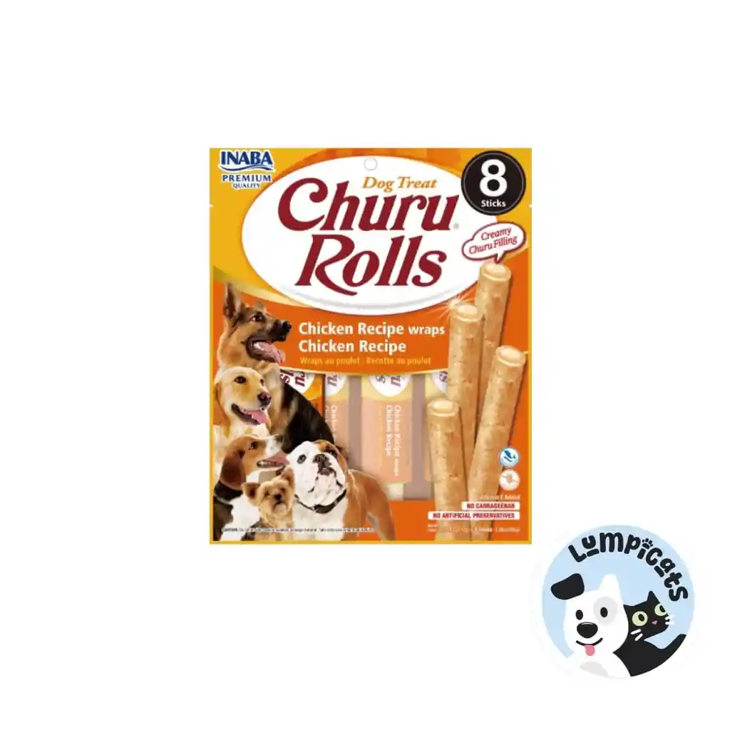 Inaba Dog Snack Churu - Rolls 8p Chicken 96 Gr Ccomida Para Perro