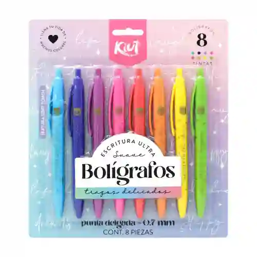 Bolígrafo Kiut Retráctil Colores Surtidos X8