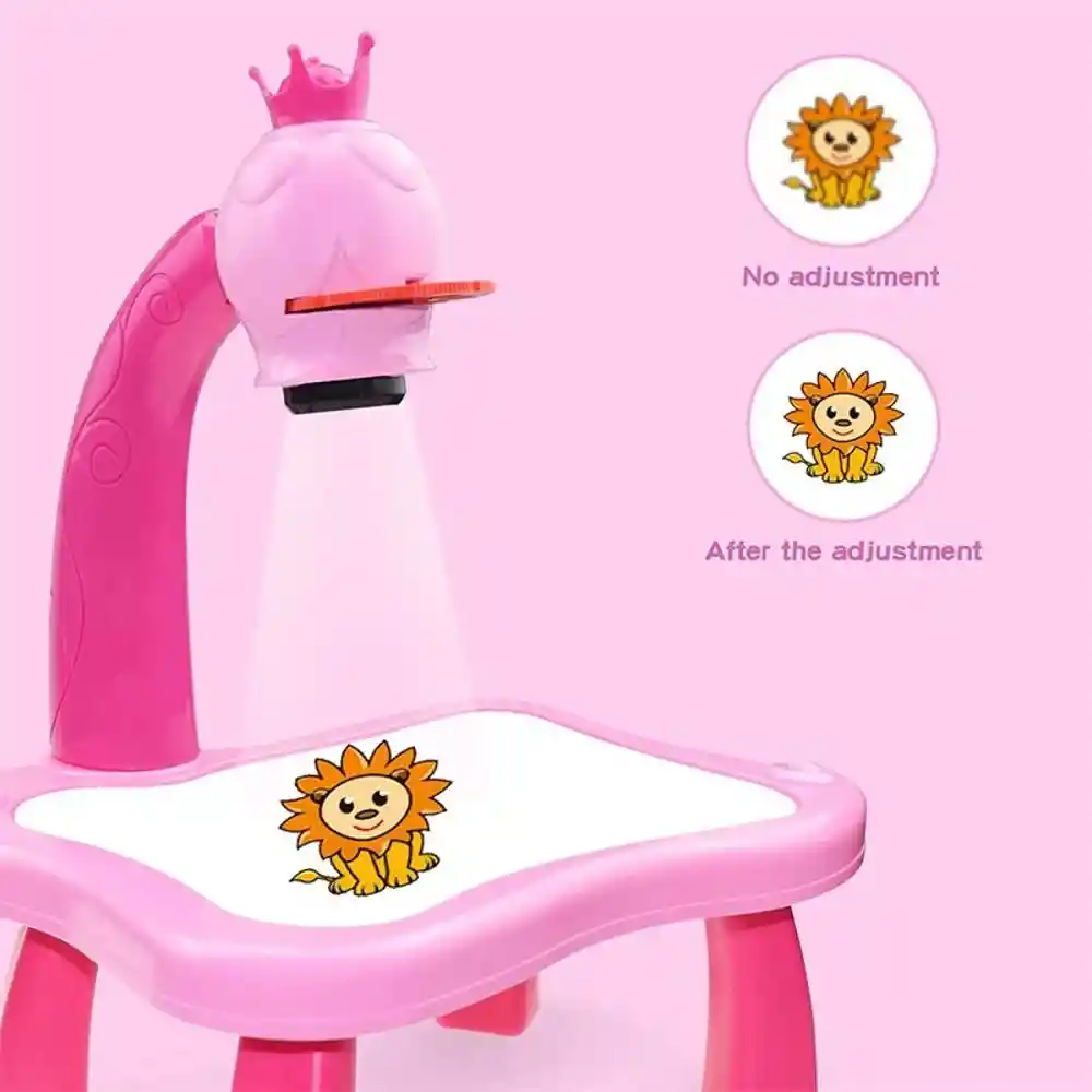 Mesa De Dibujo Para Niños Con Proyector Tablero De Juguete Rosa