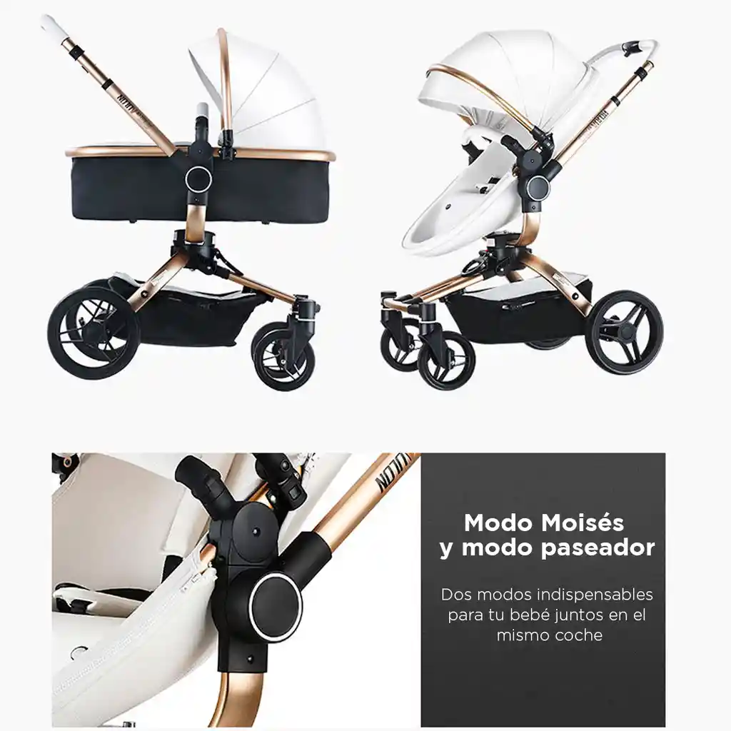 Coche Aulon Max 360° Con Portabebés Blanco