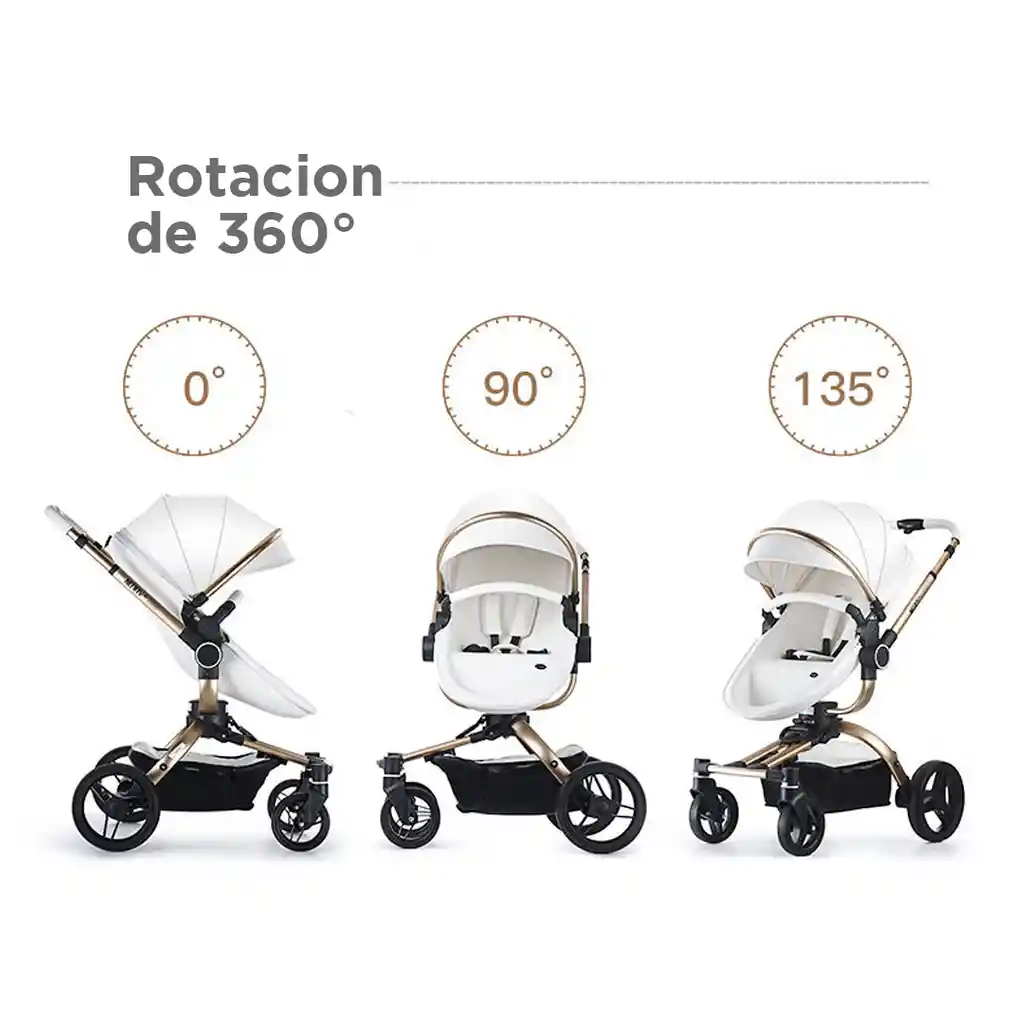 Coche Aulon Max 360° Con Portabebés Negro/dorado
