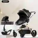Coche Aulon Max 360° Con Portabebés Negro/dorado