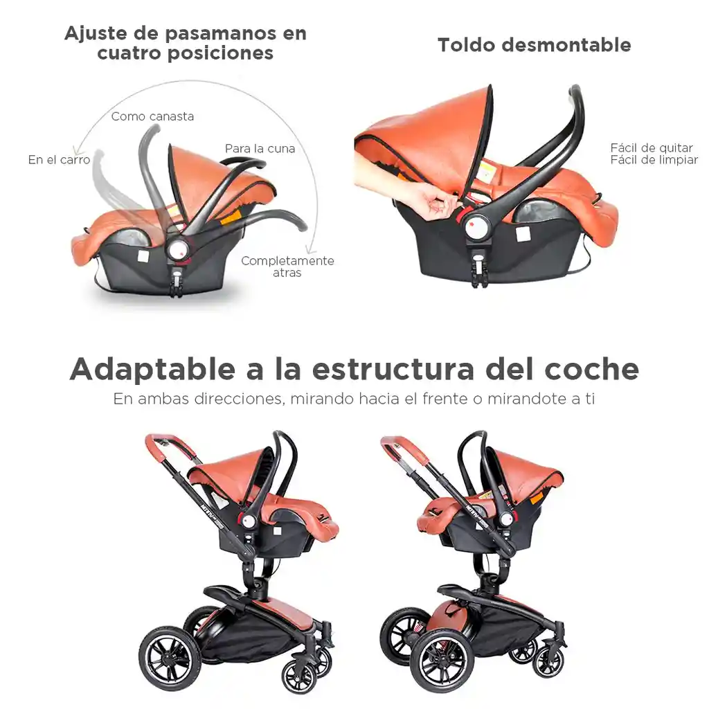 Coche Aulon Max 360° Con Portabebés Negro/dorado
