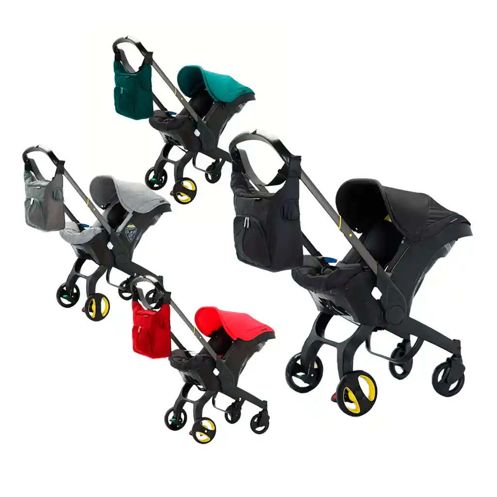 Coche Portabebés Multifuncional Plegable Con Bolso Pañalera Gris