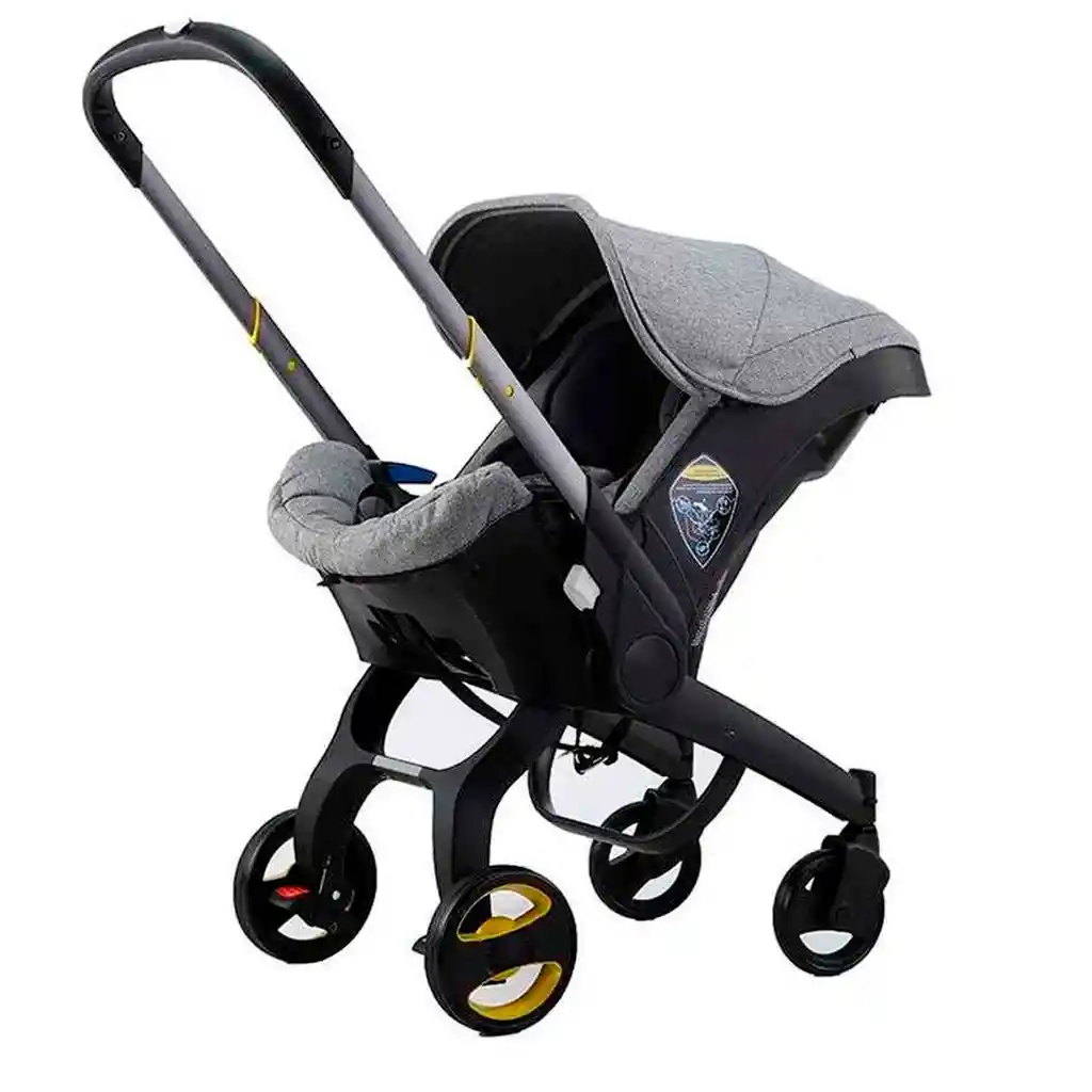 Coche Portabebés Multifuncional Plegable Con Bolso Pañalera Gris