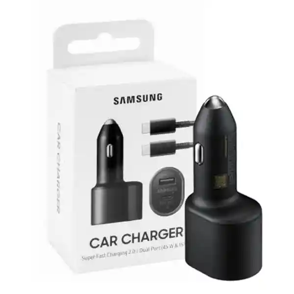 Cargador Para Carro Samsung Original 45w (doble Puerto) Usb- 15w Y Tipo C 45w