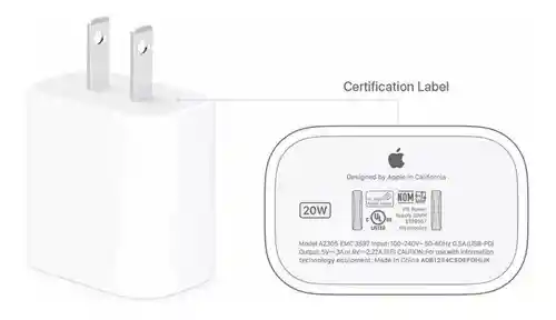 Cargador Iphone Original Apple 20w Carga Rapida A2305