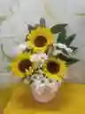 Girasoles En Canasta De Mimbre