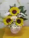 Girasoles En Canasta De Mimbre