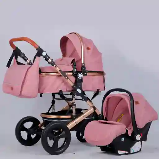 Coche Para Bebé Tipo Moisés Europeo 3 En 1 Con Portabebés Maxibaby Rosa