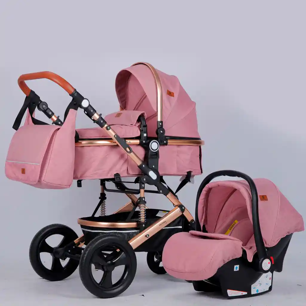 Coche Para Bebé Tipo Moisés Europeo 3 En 1 Con Portabebés Maxibaby Rosa