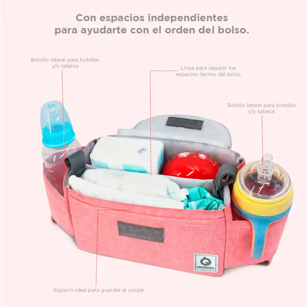 Organizador Para El Coche Con Espacios Separados Y Portateteros Aiebao Rosa