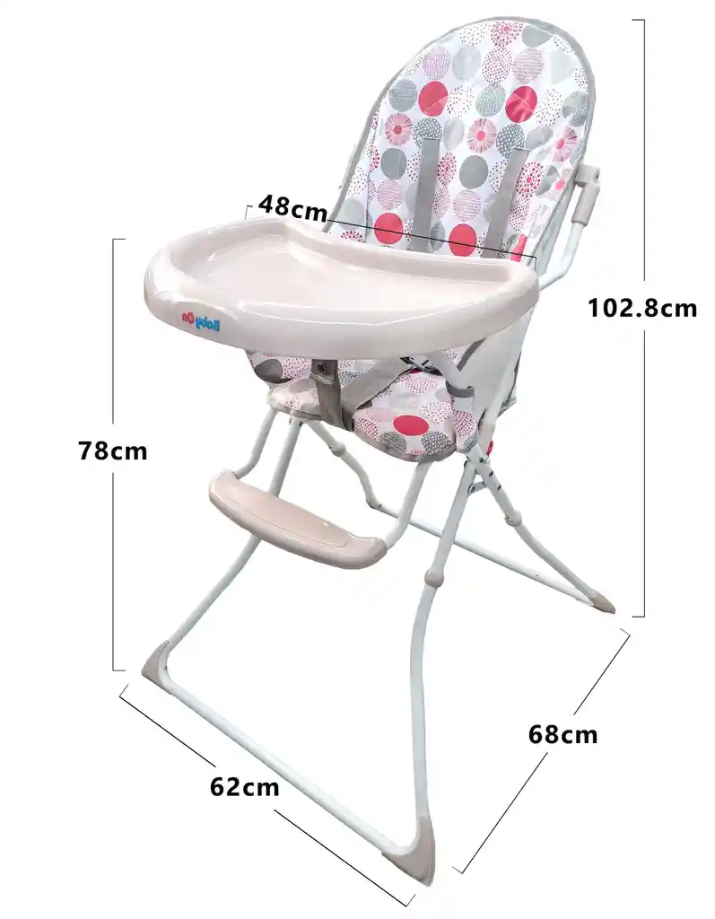 Silla Comedor Alimentación Bebe Niño Plegable Con Cinturón Rosa