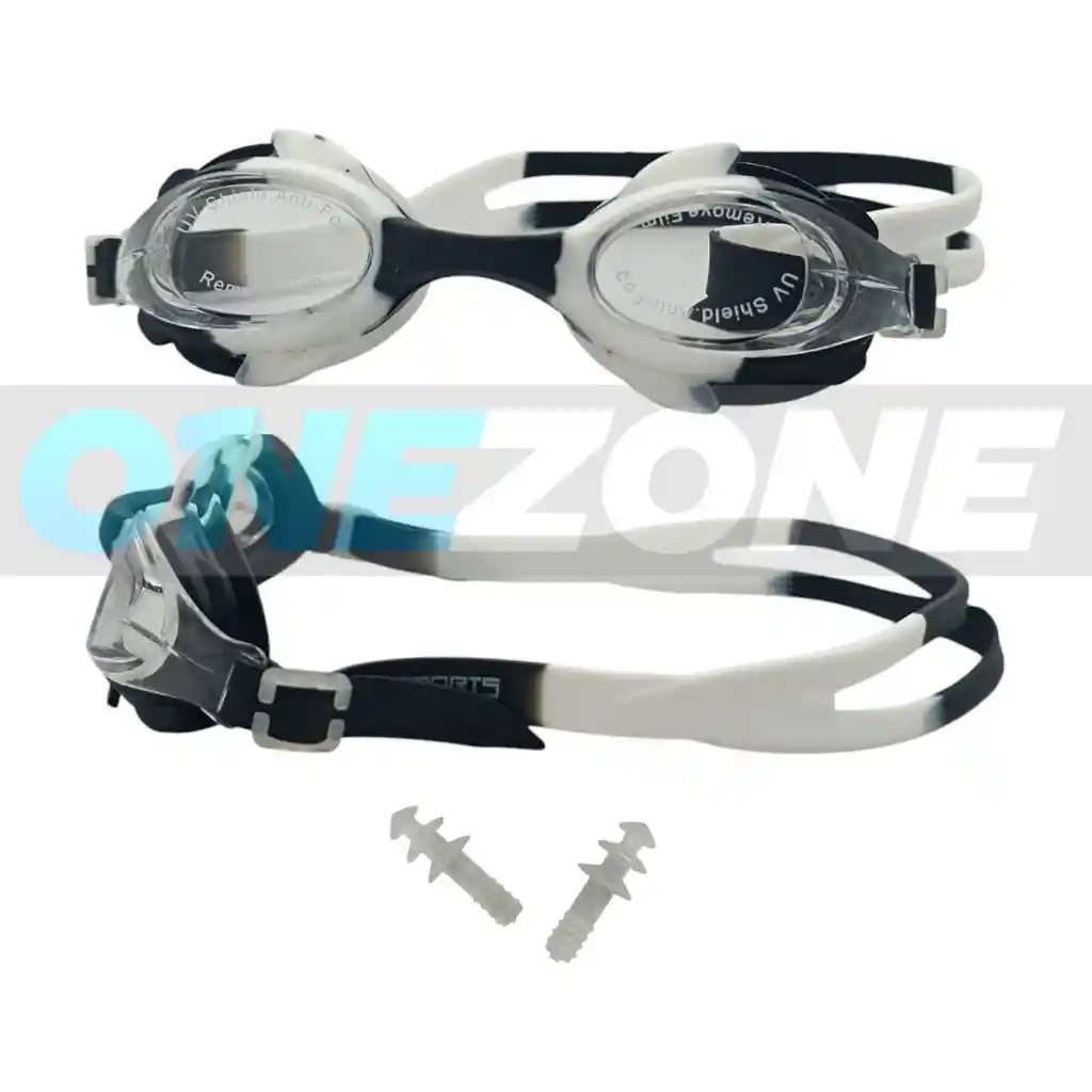 Gafas De Natación Juvenil Gvs-zs5806 Uv, Antifog, Tapa Oídos/ Negro-blanco