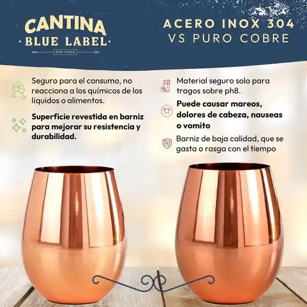 Mug Vasos Cobre Set 2 Cantina Moscow Mule Coctel Inoxidable
