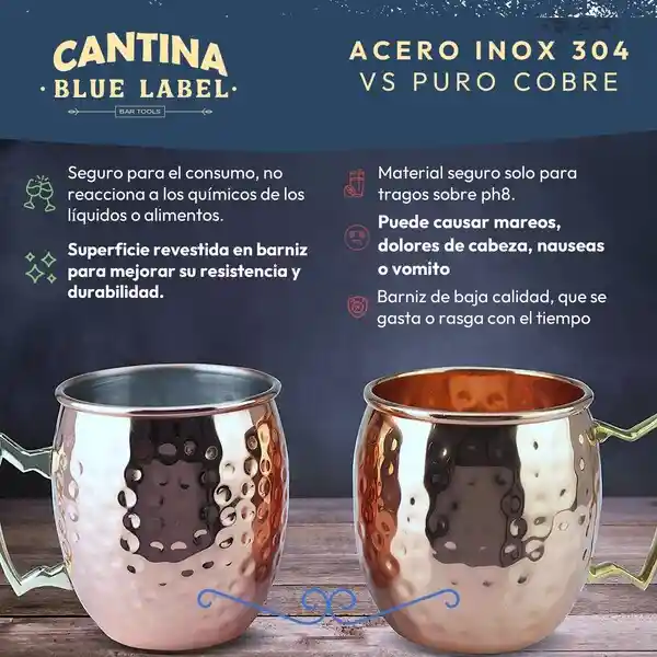 Vasos Cobre Moscow Mule Vintage Set De 2 Mugs Casatua 500ml