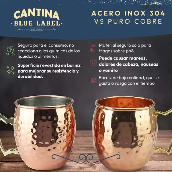 Mug Vasos Cobre Set De 2 Tazas Casatua Moscow Mule Coctel