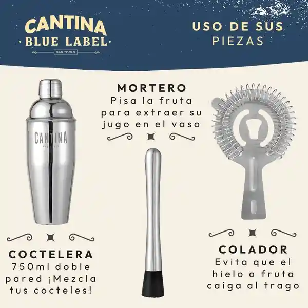 Bartender Coctelera Set Utensilios Bar Inoxidable 12 Piezas