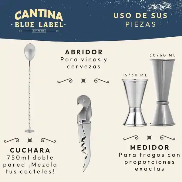 Bartender Coctelera Set Utensilios Bar Inoxidable 12 Piezas