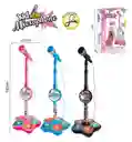 Infantil Karaoke Micrófono Juguete Con Base Bocina Luces