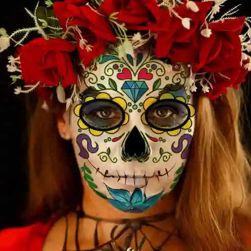 Tatuaje Temporal Catrina Mexicana Halloween Maquillaje