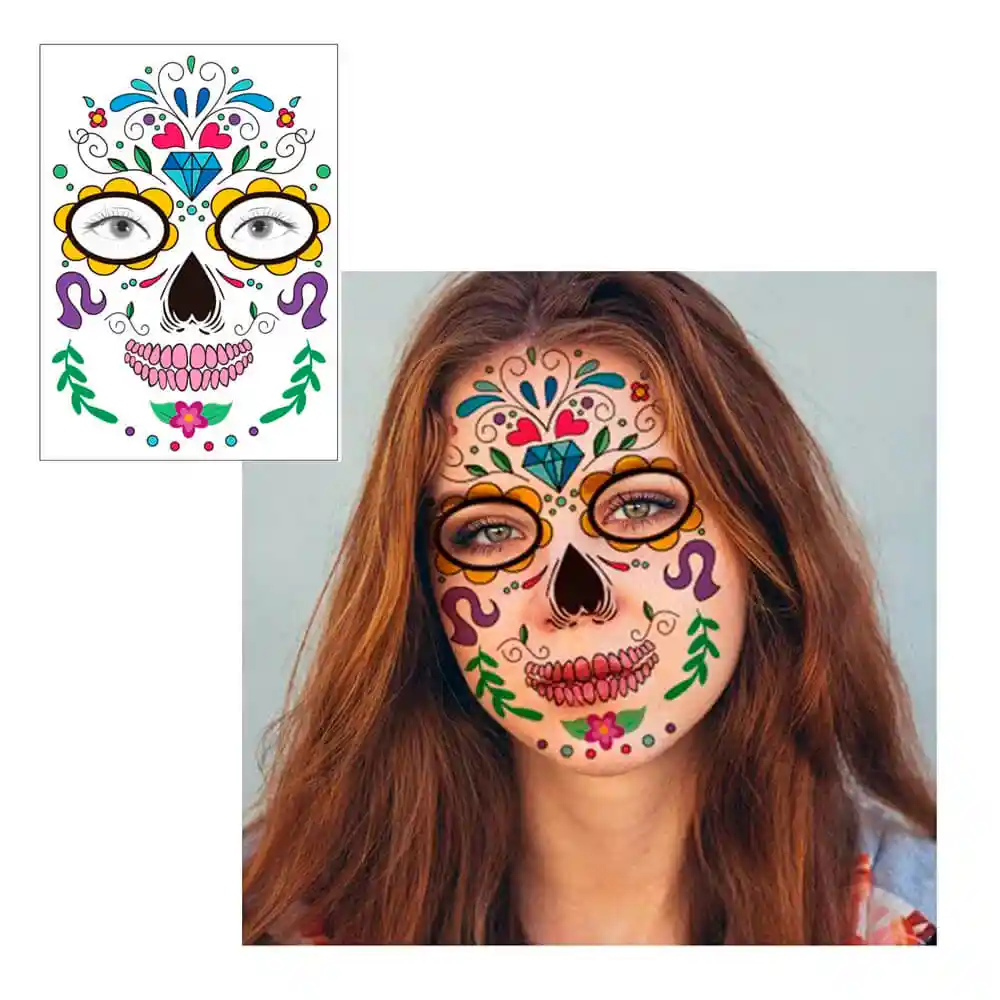 Tatuaje Temporal Catrina Mexicana Halloween Maquillaje