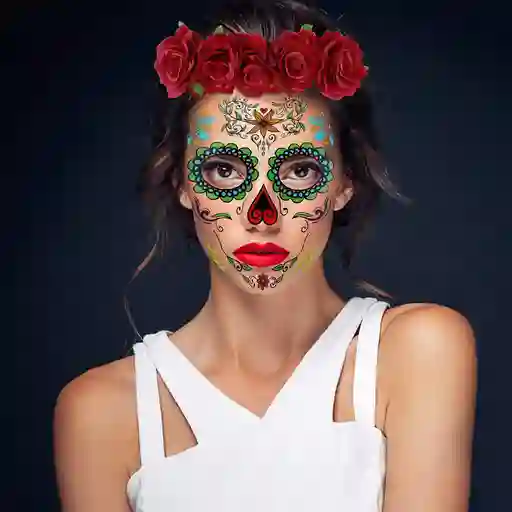 Disfraz Espantapájaros Tatuaje Temporal Catrina Halloween