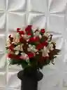 Orquideario Con Rosas Rojas