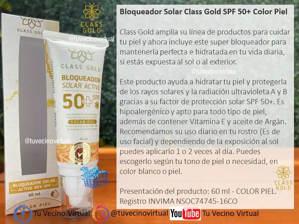 Bloqueador Solar Color Piel Class Gold