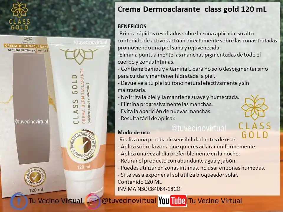 Crema Dermoaclarante 120 Ml Class Gold