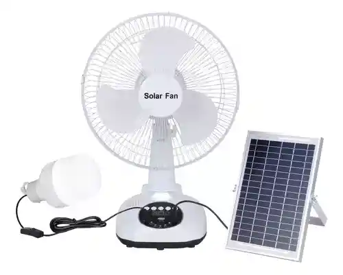Abanico Ventilador Recargable De 12 Pulgadas Con Panel Solar
