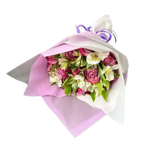 Rosas Lilas Y Astroemlia Blanca Bouquet Tonos Lilas